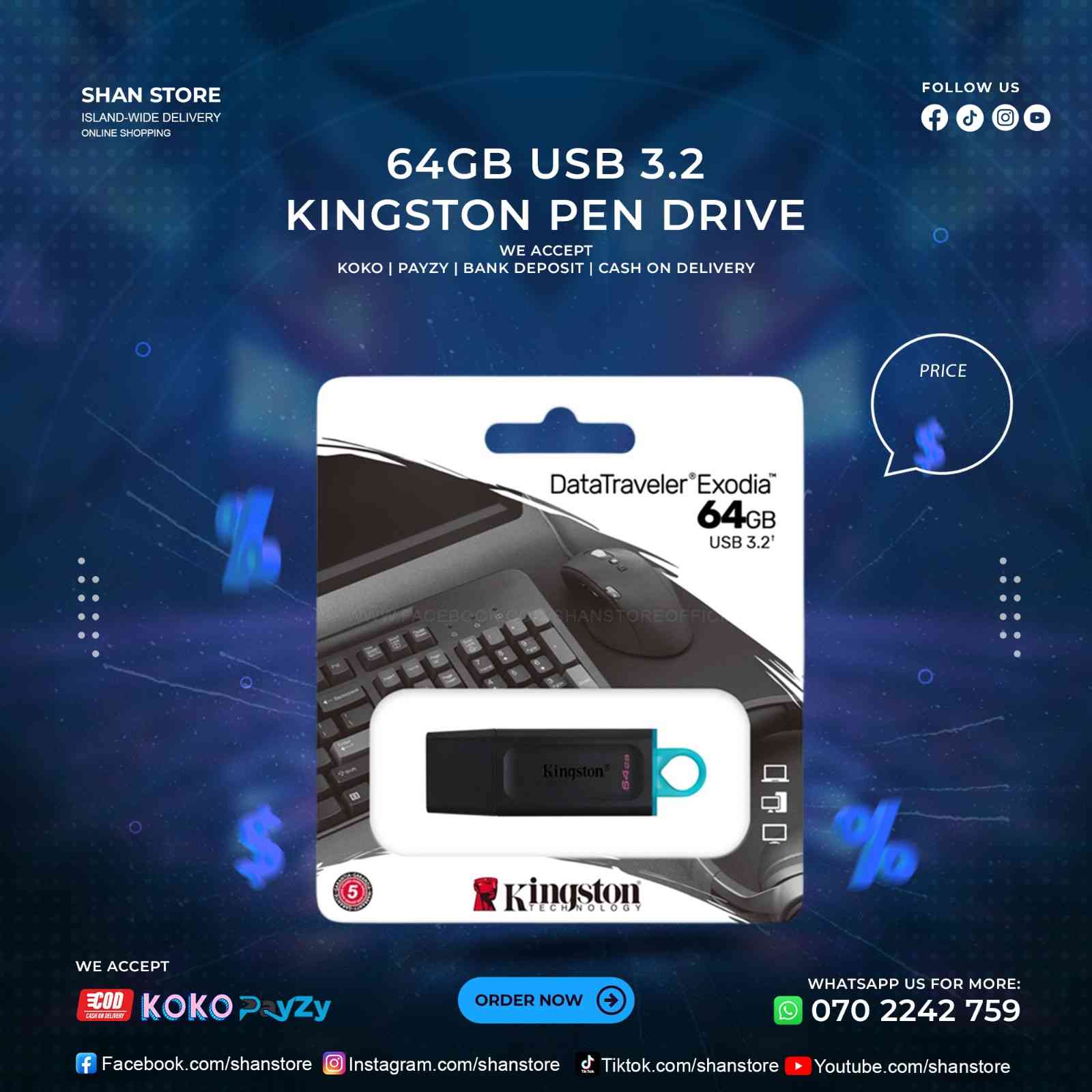 64GB Kingston Pen Drive USB 3.2 64GB Kingston Pen Drive USB 3.2