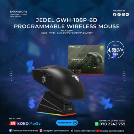 Jedel GWH-108P RGB Programmable Bluetooth Wireless Mouse With Charging Doc