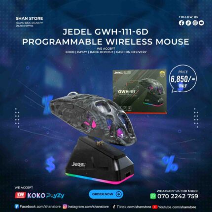 Jedel GWH-111 RGB Programmable Bluetooth Wireless Mouse With Charging Doc
