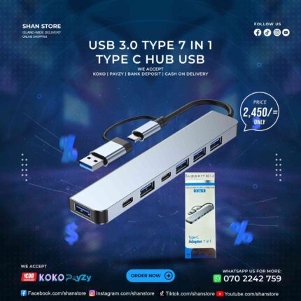 Type C USB Hub 7 in 1 USB 3.0 Hub