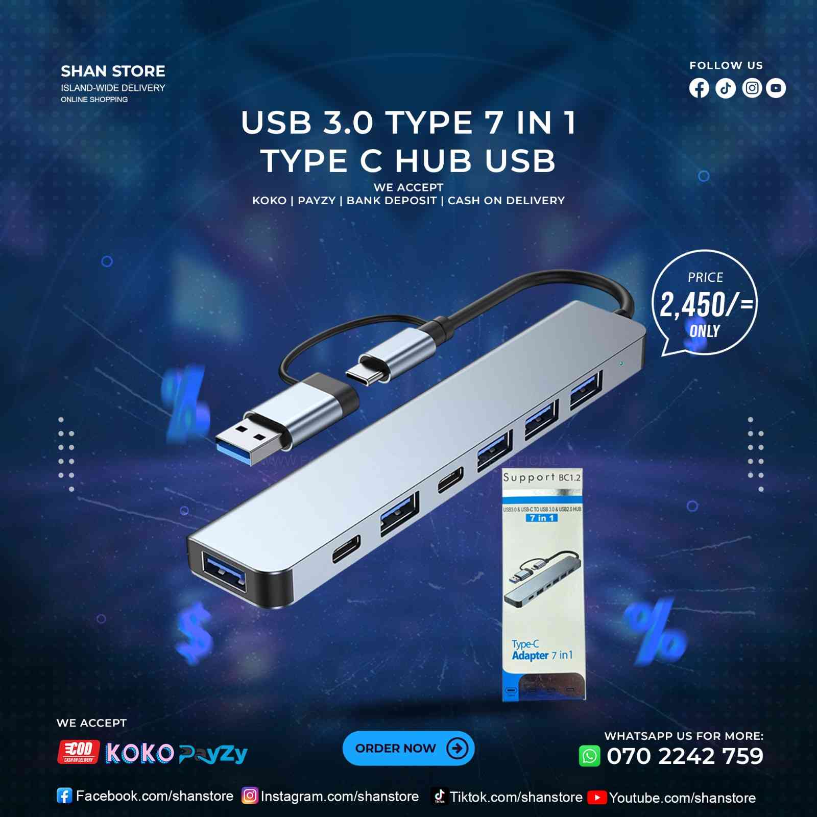 Type C USB Hub 7 in 1 USB 3.0 Hub Type C USB Hub 7 in 1 USB 3.0 Hub