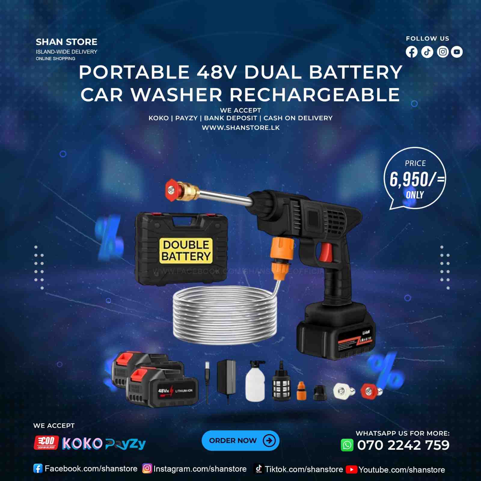 48v Pressure Washer Portable Rechargeable Car Washer Portable Rechargeable Car Washer