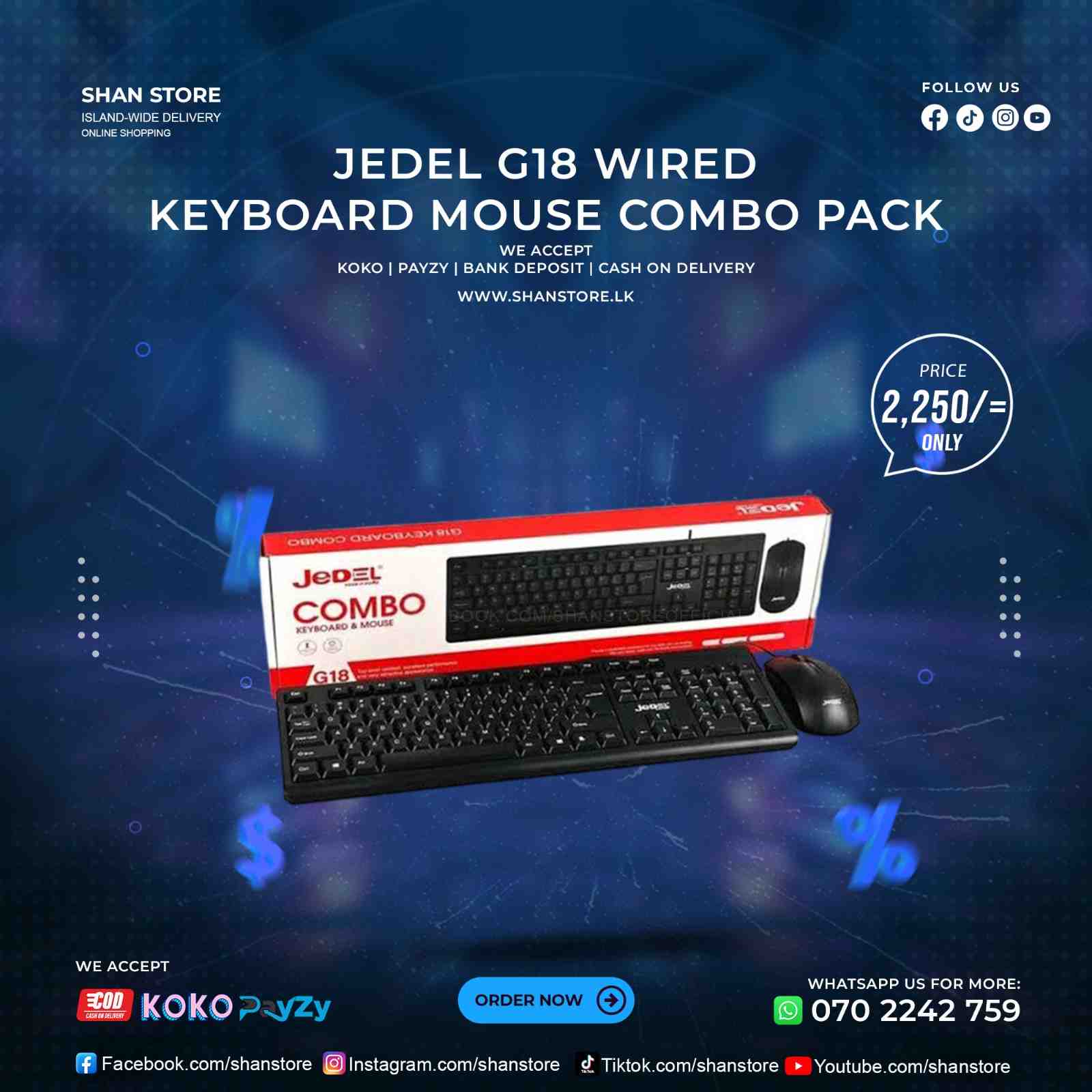 Jedel G18 Keyboard Mouse Combo Pack Wired Jedel G18 Keyboard Mouse Combo Pack Wired