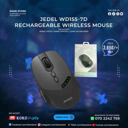 Jedel WD155 7D Rechargeable Bluetooth Wireless Mouse Silent Keys